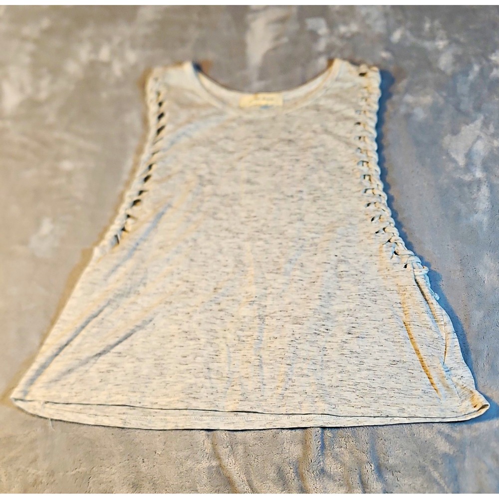 Painted Threads Women's Heather Gray Sleeveless Tank Top Size S Braided Lace
